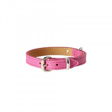 lederen halsband - zacht leder - 16MM X 40 CM FUCHSIA