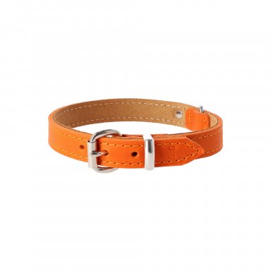 lederen halsband - zacht leder - 20MM X 50 CM orange