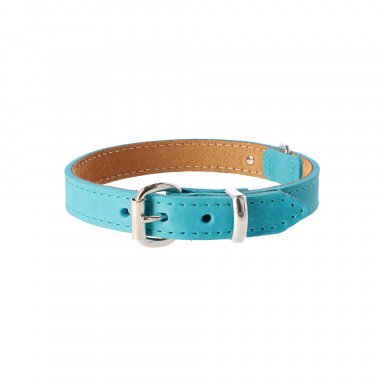 lederen halsband - zacht leder - 20MM X 50 CM aquablue