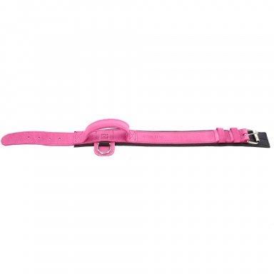 lederen halsband met handvat 'DRAGO'  48-56 CM - pink