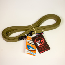 PDS1153 Primal Dog Sport Biothane Trainingslijn 5 meter – 16 mm - kaki - aluminium musketon